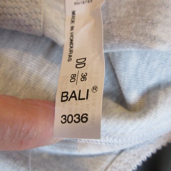 BALI ADORABLE BRA~ BOW & SATIN STRAPS~36DD #3036, 85% COTTON & 15%SPANDEX GRAY - Picture 2 of 13